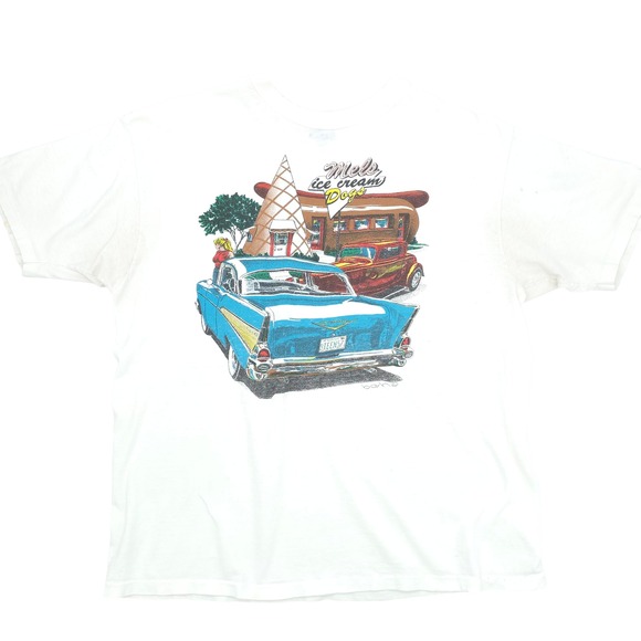Unbranded Other - Vintage Hanes Mels Ice Cream T-Shirt Single Stitch Chevy Diner Graphic Large